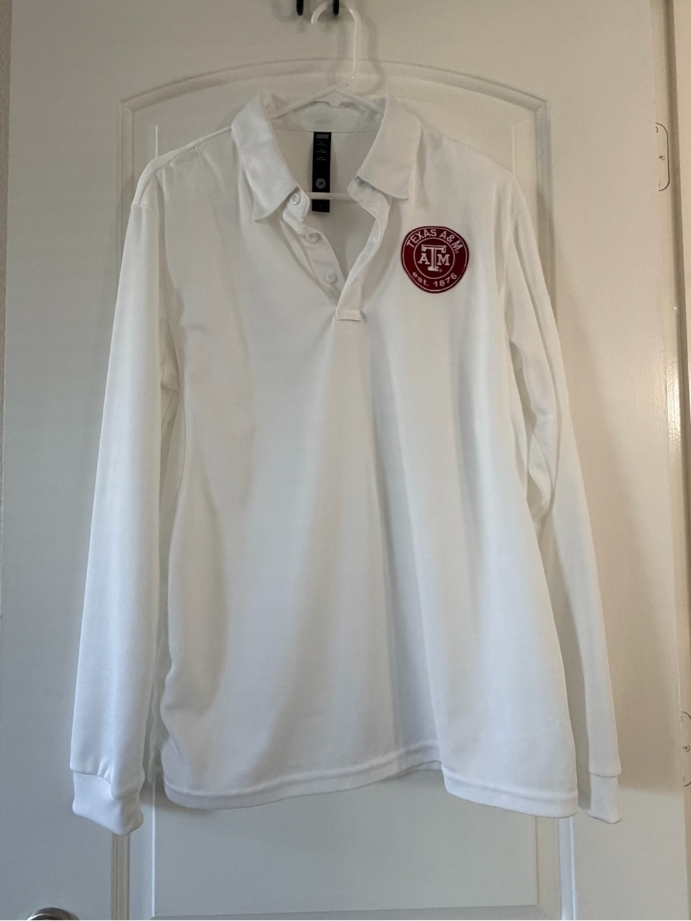 White Long-Sleeve Polo Shirt